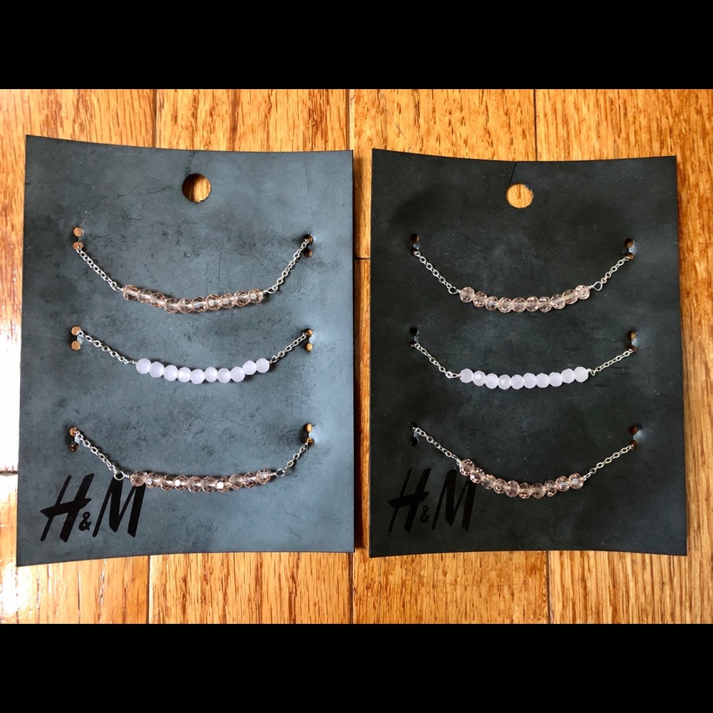2/$8 H&M Beaded Silver Layering Bracelet Bundle